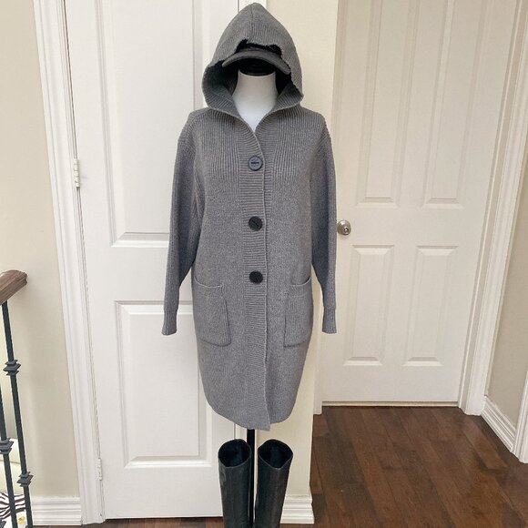 🖤NWT Cozy Hooded Knit Button Front Long Cardigan Sweater 🖤 - Picture 1 of 7